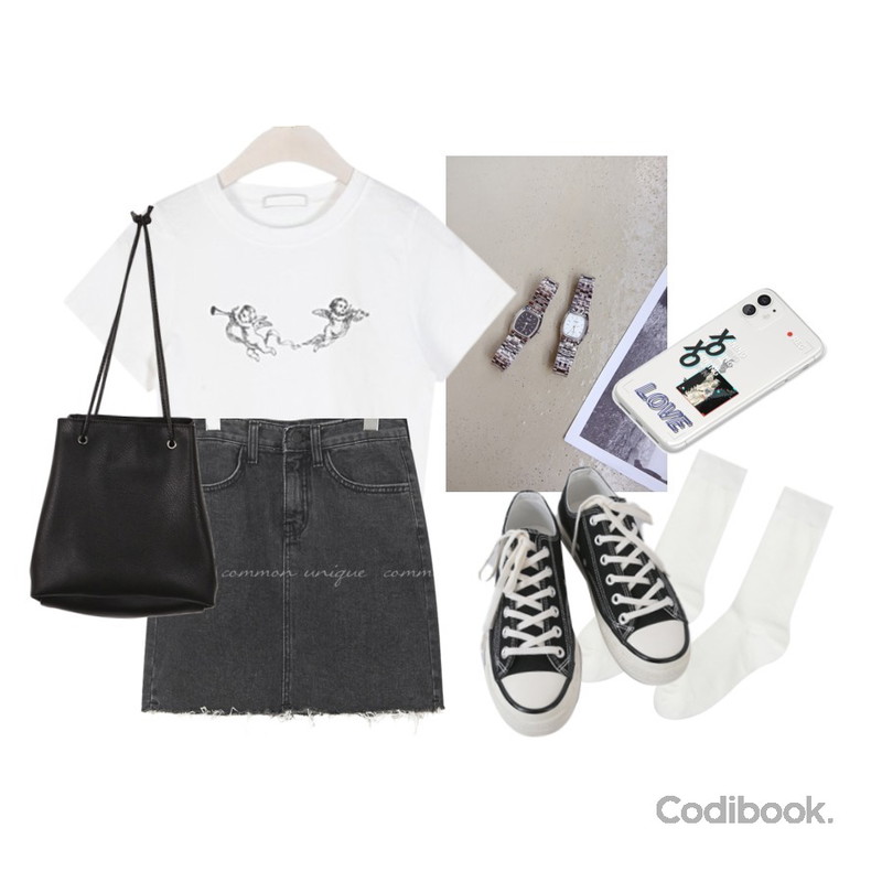 MIXXMIX 베이직 골지 롱삭스,AFTERMONDAY basic casual color sneakers (10colors),common unique CASIO SQUARE METAL WATCH등을 매치한 코디