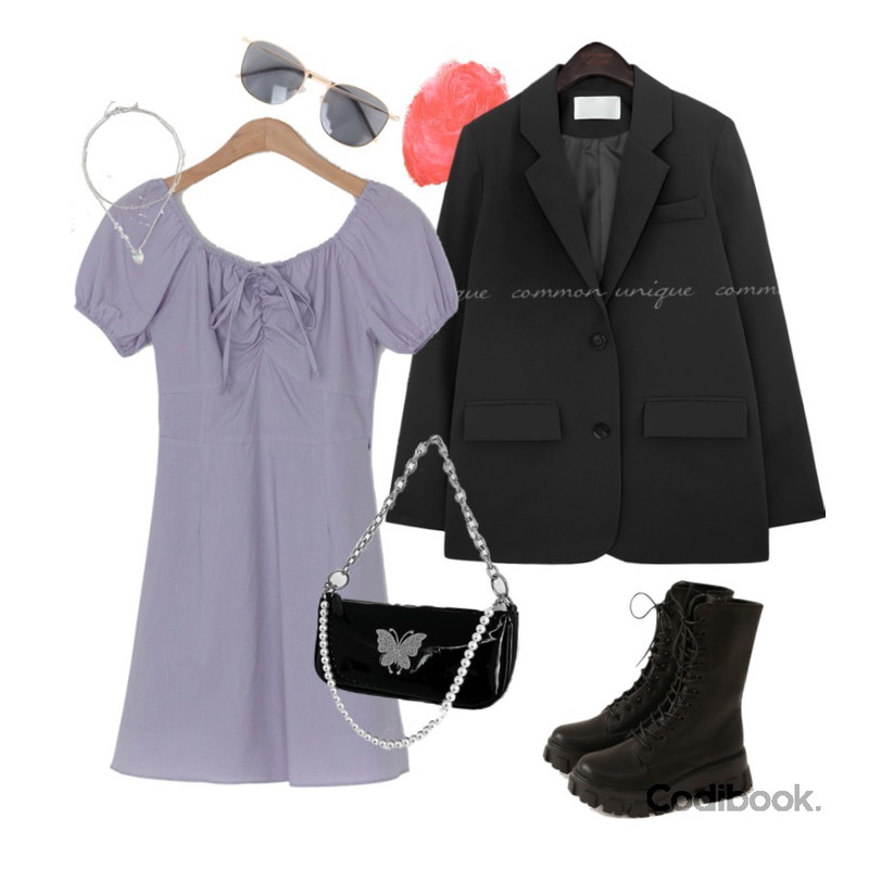 BULLANG GIRL 메탈라인선글라스,common unique VEROIN STANDARD SINGLE JACKET,REDIT 시그널 트윈 목걸이등을 매치한 코디