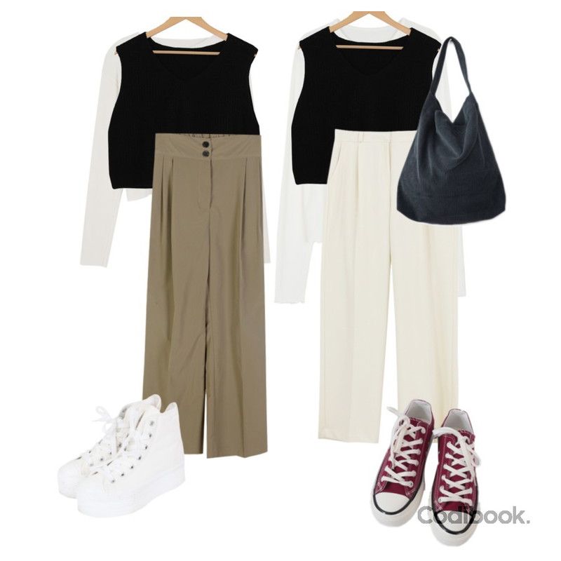 BULLANG GIRL 올시크하이탑,AFTERMONDAY daily corduroy shoulder bag (4colors),AFTERMONDAY basic casual color sneakers (10colors)등을 매치한 코디