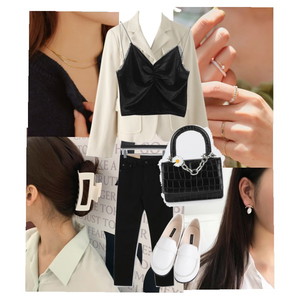 Black&white,Casuallook,Campuslook,Elegant,Modernchic,Fallstyle,Fallcollection,Pre-fall 코디