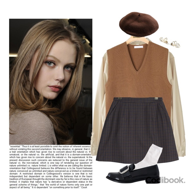 biznshoe Basic color socks (7color),LOVELY SHOES 디데이 로퍼 3cm,ENVYLOOK 울로프베레모등을 매치한 코디