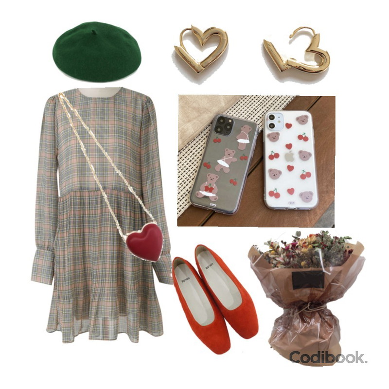 Zemma World MA-Heart (bag),BITDA 코코 shoes (3color),lavenir flory onetouch earring등을 매치한 코디