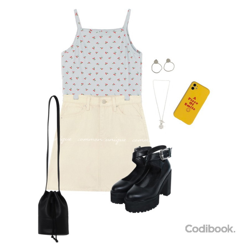 BANHARU o-ring shape point earring,openthedoor strap high pumps shoes,From Beginning 토이 데일리버킷크로스백 (4color)등을 매치한 코디