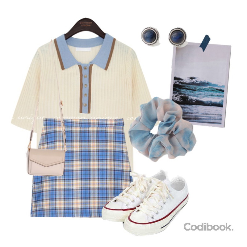 MIXXMIX SEANLIP Check Set,AIN taylor canvas sneakers (225-250),AFTERMONDAY watery dyed hairband (3colors)등을 매치한 코디