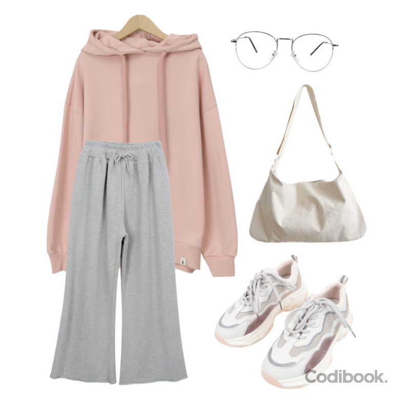 MIXXMIX 키노 쭈리 롱 팬츠,From Beginning Spell basic hood T_J (size : free),SOMEPLACE 콤비 키높이 어글리 슈즈등을 매치한 코디