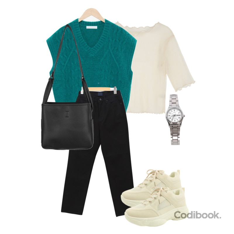 biznshoe LTP-VOO6D-7BUDF,From Beginning 케이블 울니트베스트 (4color),somedayif 트윗 스퀘어 숄더 백등을 매치한 코디