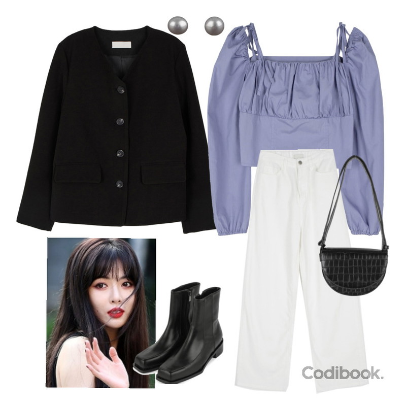 somedayif 에이드 하이라이즈 와이드 팬츠,somedayif 라이너 모던 앵클 부츠,somedayif 머드 펄 이어링등을 매치한 코디