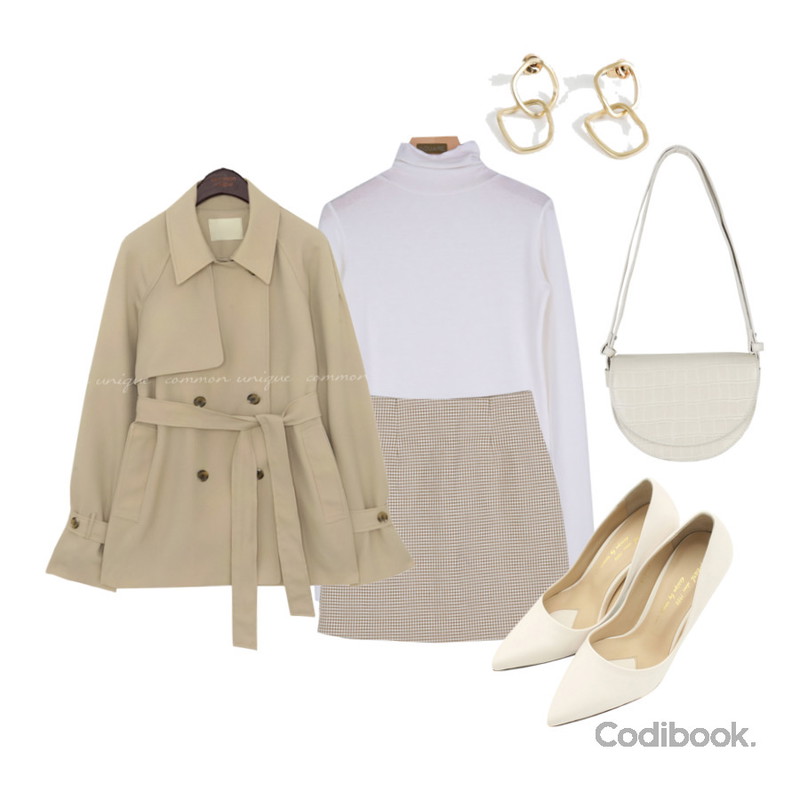 somedayif 솔리드 매트 드롭 이어링,common unique DOUBLE HALF TRENCH COAT,somedayif 로아 애니멀 패턴 하프 문 숄더 백등을 매치한 코디