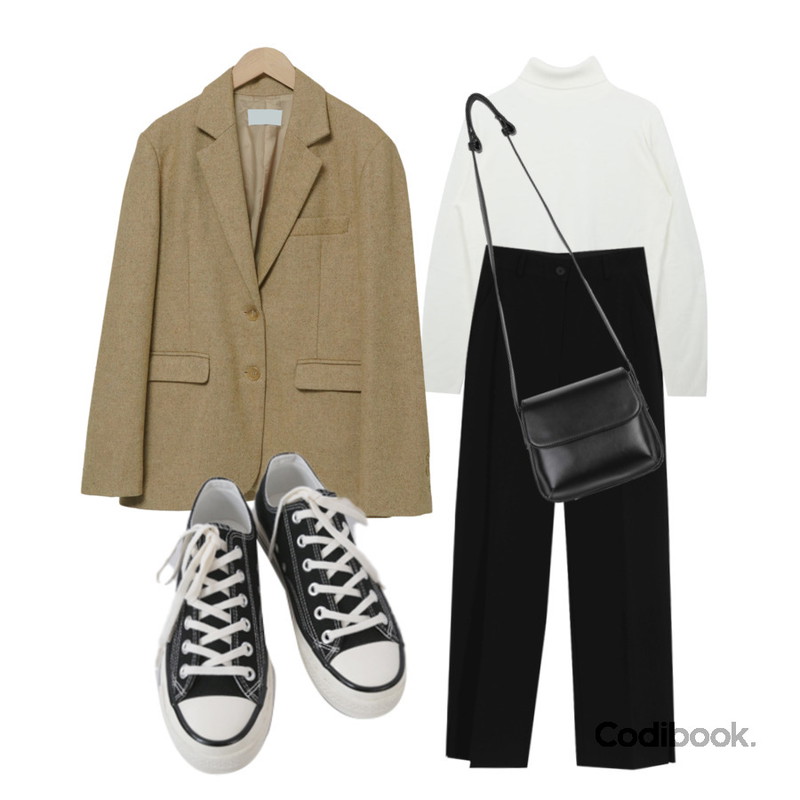 AFTERMONDAY basic casual color sneakers (10colors),AWAB (예쁘진)마이크로슬릿와이드롱슬랙스,somedayif 빌로우 심플 스퀘어 숄더 백등을 매치한 코디