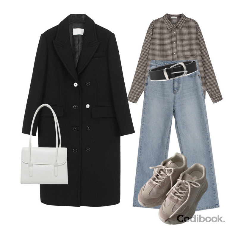 openthedoor cow hide mannish belt (3 color),AWAB (예쁘진)시즌와이드롱팬츠 (ver.시크릿밴딩/와이드롱핏),AWAB (키작녀슈즈)매쉬배색어글리슈즈(5cm)등을 매치한 코디