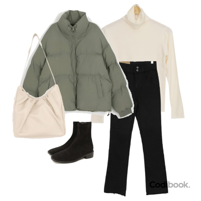 Zemma World Cheese Jean (ver.듀오슬림컷),common unique WOREN SQUARE ANKLE BOOTS,somedayif 레인보우 오버 숏 패딩 점퍼등을 매치한 코디