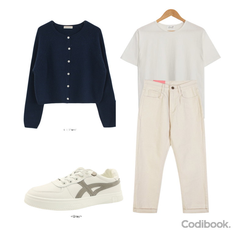 AWAB (by.awab)탄탄데이라운드티(6color),designershoes 캐쥬얼 스포티 운동화 그레이,dangosister 양기모롤업일자PT(1c)♥한겨울까지쭉~등을 매치한 코디
