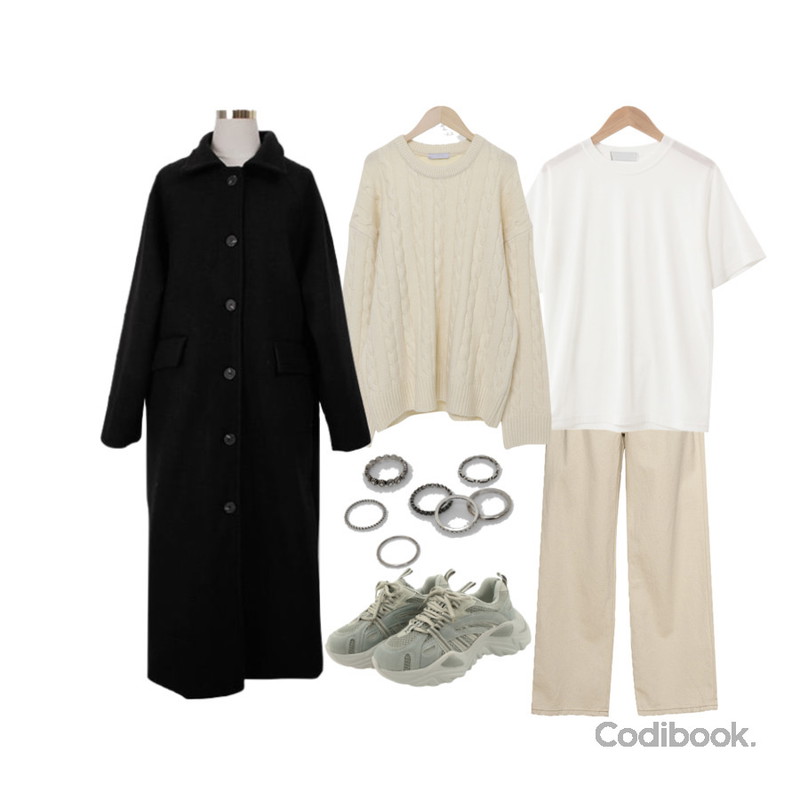From Beginning 세인트 베이직반팔티셔츠 (11color),binary01 루디 레이어드반지,designershoes 플랫폼 매쉬 어글리 스니커즈 베이지등을 매치한 코디