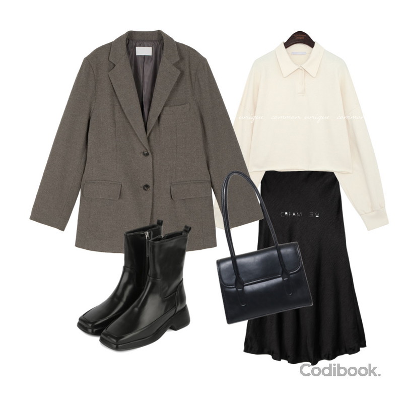 common unique WINSOME BUTTON COLLAR CROP MTM,From Beginning 델리 스퀘어플랩숄더백 (4color),somedayif 라울 울 싱글 블레이저등을 매치한 코디