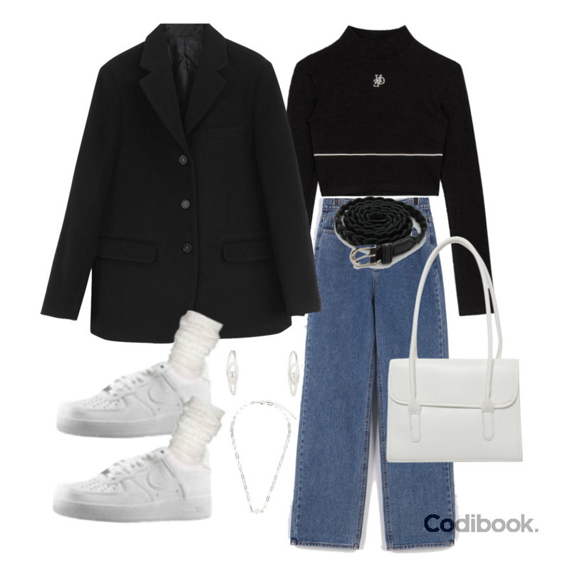 AWAB 베리안벨트,MIXXMIX HIDE Piping Crop Top (Black),From Beginning 델리 스퀘어플랩숄더백 (4color)등을 매치한 코디