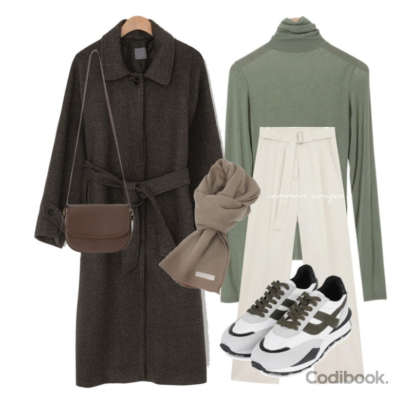 BITDA 바이바이 머플러 (5color),common unique CRUSH PINTUCK BELT LONG SLACKS,somedayif 페스트 스니커즈등을 매치한 코디