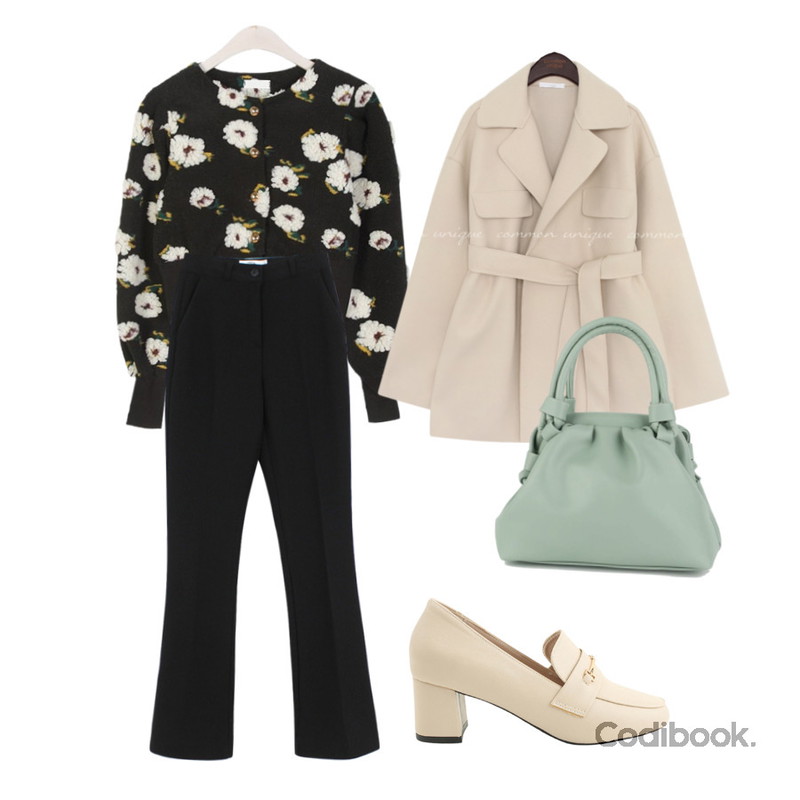 somedayif 배리어스 핸즈 미니 투웨이 숄더 백,designershoes 홀스빗 체인 로퍼 미들힐 무광 블랙,common unique RAY FLAP STRAP HALF COAT등을 매치한 코디