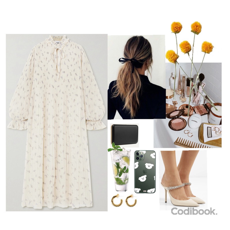 owler market 솜뭉이 패턴 투명 젤리 아이폰케이스,square101 하프 트위스트 귀걸이(2color)등을 매치한 코디