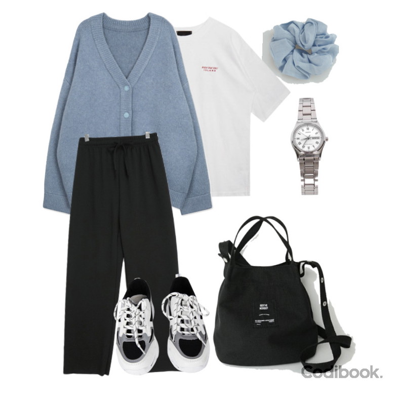 biznshoe LTP-VOO6D-7BUDF,AFTERMONDAY handy cotton bucket bag (3colors),MIXXMIX 빛나는 스카치 운동화등을 매치한 코디
