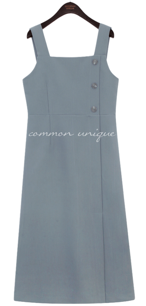 Button Accent A-Line Sleeveless Dress