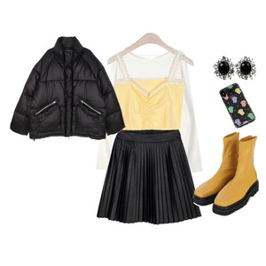 Date,Girlish,Yellow,Fallfashion 코디