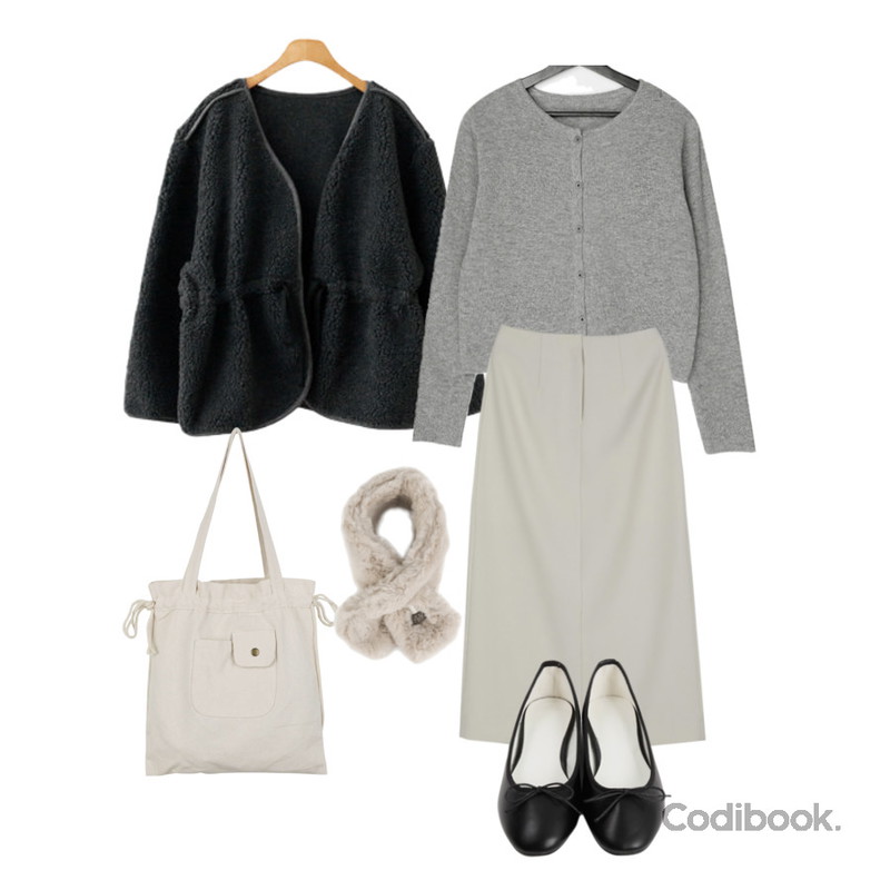 From Beginning Simple ribbon plat shoes_H (14color),somedayif 포미 스트링 코튼 에코 백,somedayif 앙리 퍼 머플러등을 매치한 코디