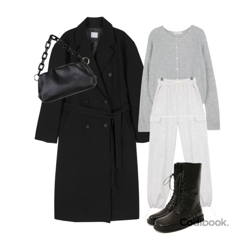common unique SQUARE LACE-UP HIGH WALKER,somedayif 페블 버튼업 카디건,somedayif 비커 덤프 체인 숄더 백등을 매치한 코디