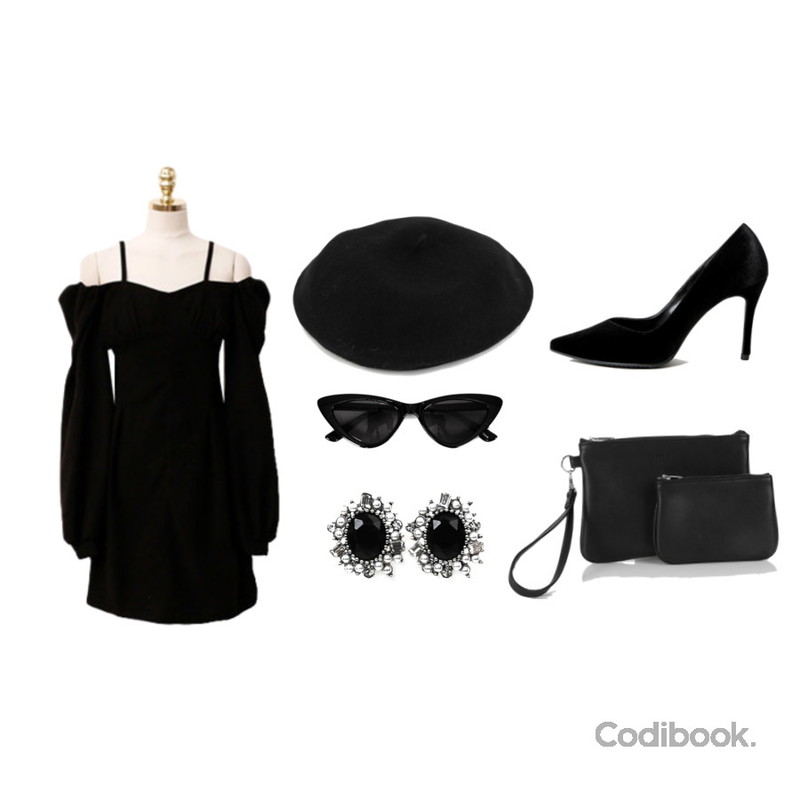 MIXXMIX 365 레더 클러치,biznshoe Cats sunglass,openthedoor cubic sun earring (2 color)등을 매치한 코디