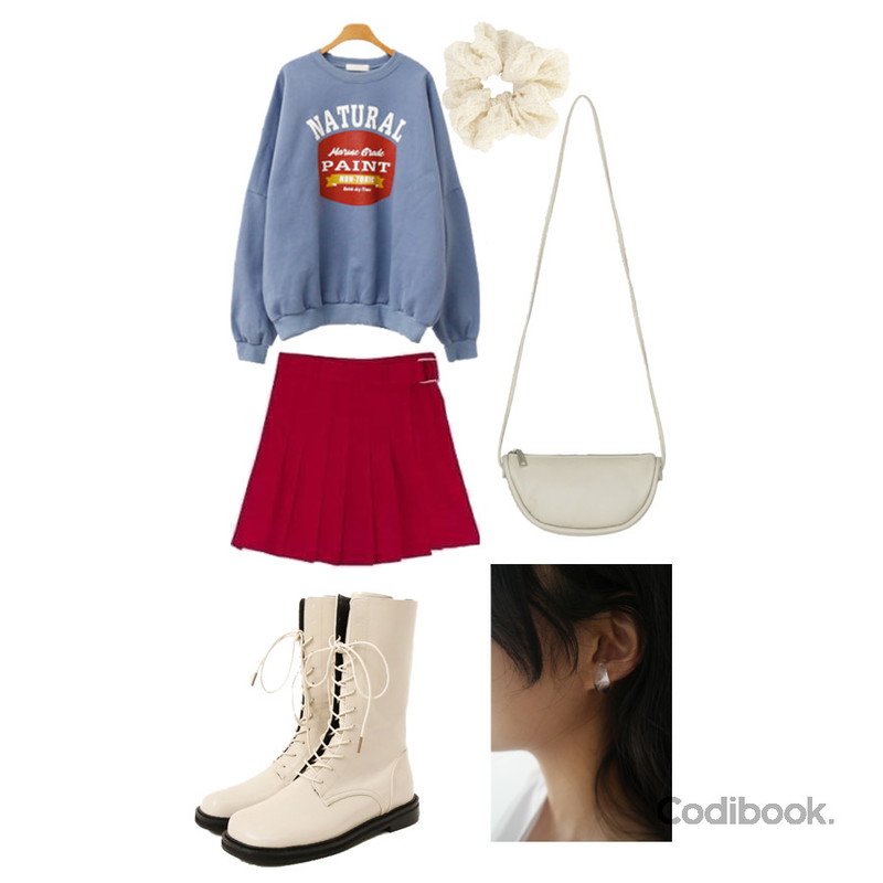 MIXXMIX HIDE Wrap Unbal Tennis Skirt Pants,AFTERMONDAY formica hole earcuff (2colors),BANHARU 바나나쉐잎 데일리 크로스등을 매치한 코디