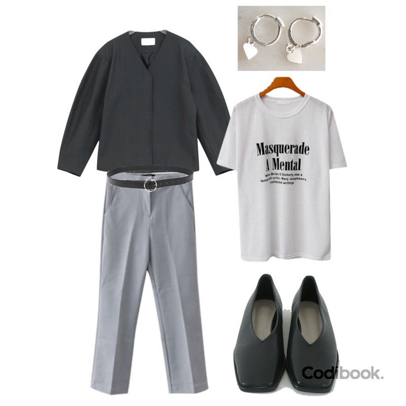 BULLANG GIRL 써클버클 벨트,lavenir (silver925) mini point earring,ENVYLOOK 멘토링반팔등을 매치한 코디