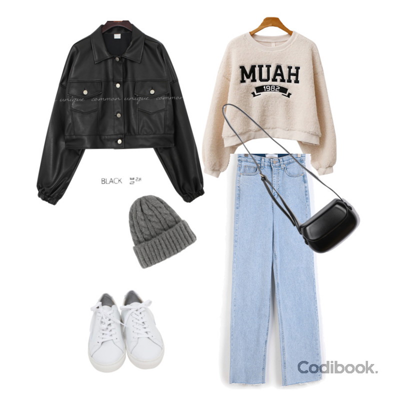 From Beginning Win real cowskin sneakers_H (size : 225,230,235,240,245,250),somedayif 비비드 트위스트 니트 비니,VANILLAMILK 아루몽 라운드 미니 크로스백등을 매치한 코디