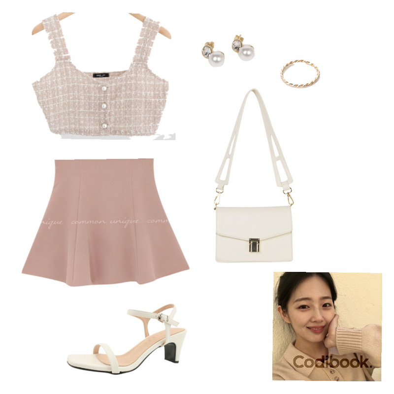 AWAB (6set)데스티니골드R,UPTOWN HOLIC 티모진주 e,designershoes 스퀘어토 스트랩 미들힐 샌들 블랙등을 매치한 코디