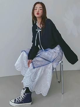 아일렛 레이스 롱스커트