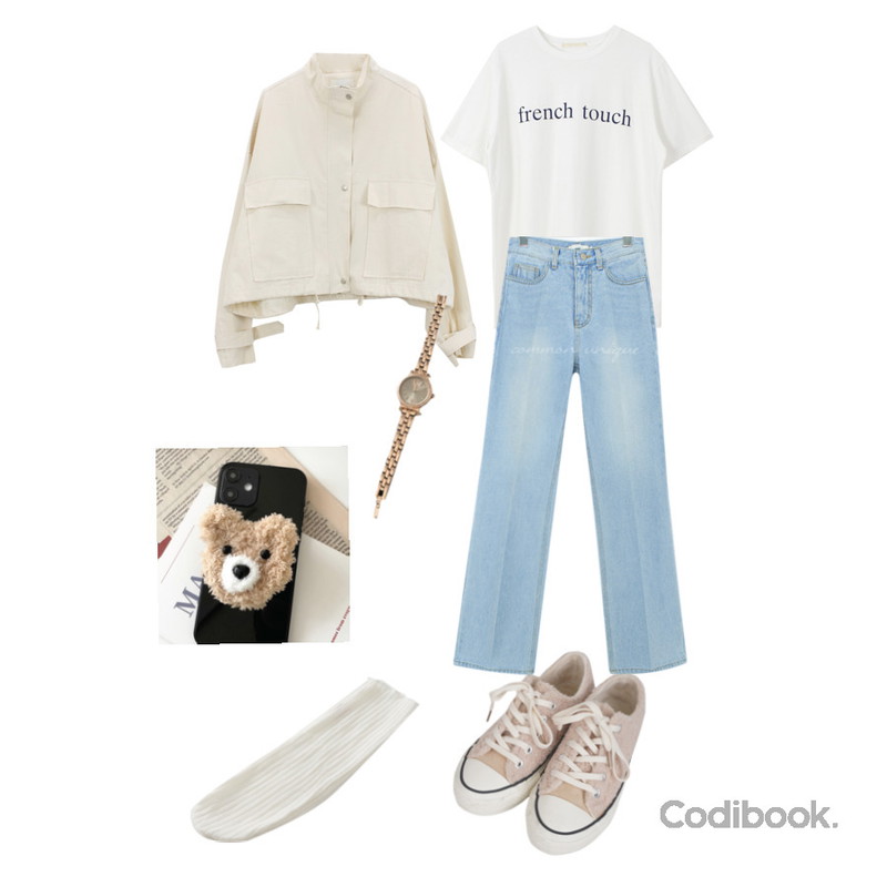 ENVYLOOK 큐빅메탈와치,BULLANG GIRL 포실이캔버스운동화,owler market 뽀글 푸들 인형 그립 스마트톡 거치대등을 매치한 코디