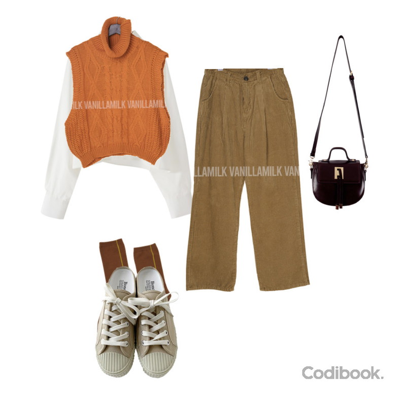 biznshoe Half moon tote & cross bag (2color)* 소가죽,Zemma World 포인트 'Aa'삭스,ENVYLOOK 코버스니커즈뮬등을 매치한 코디