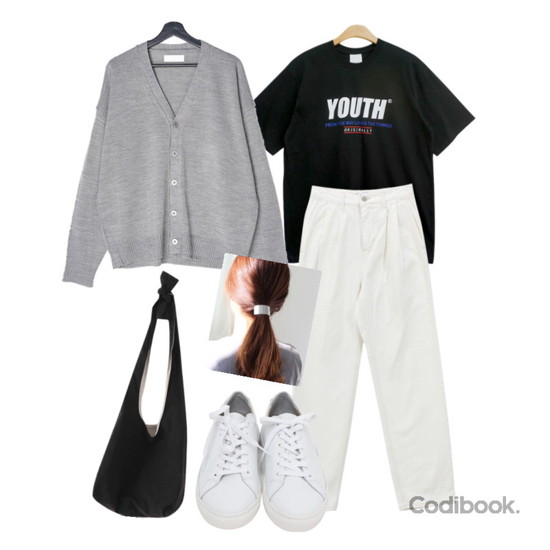 From Beginning Win real cowskin sneakers_H (size : 225,230,235,240,245,250),WITHMOMENT Square Steel Pin (gold,silver),WONLOG 빈츠 와이드 데님등을 매치한 코디