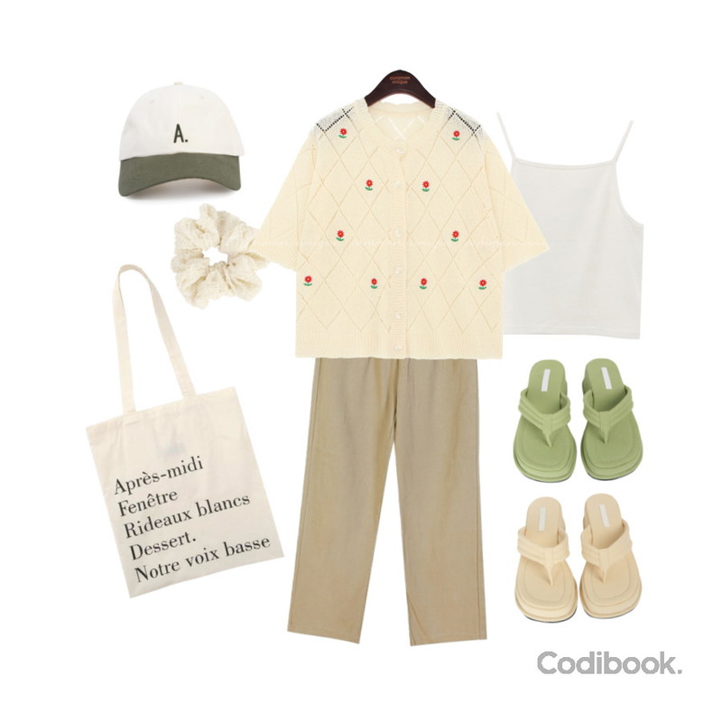 From Beginning Made_acc-009_french cotton bag (size : one),MIXXMIX 3337 키높이 플랩 쪼리,MIXXMIX 3337 키높이 플랩 쪼리등을 매치한 코디