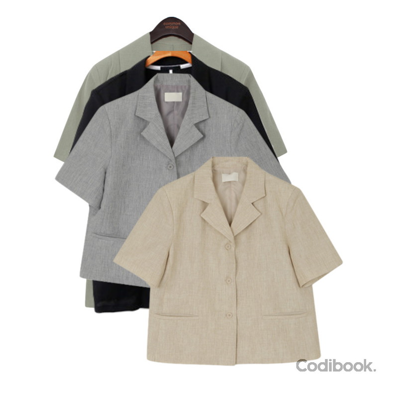 common unique BOIN LINEN SET-UP SINGLE JACKET,UPTOWN HOLIC 카라 숏 jk (*2color),UPTOWN HOLIC 카라 숏 jk (*2color)등을 매치한 코디