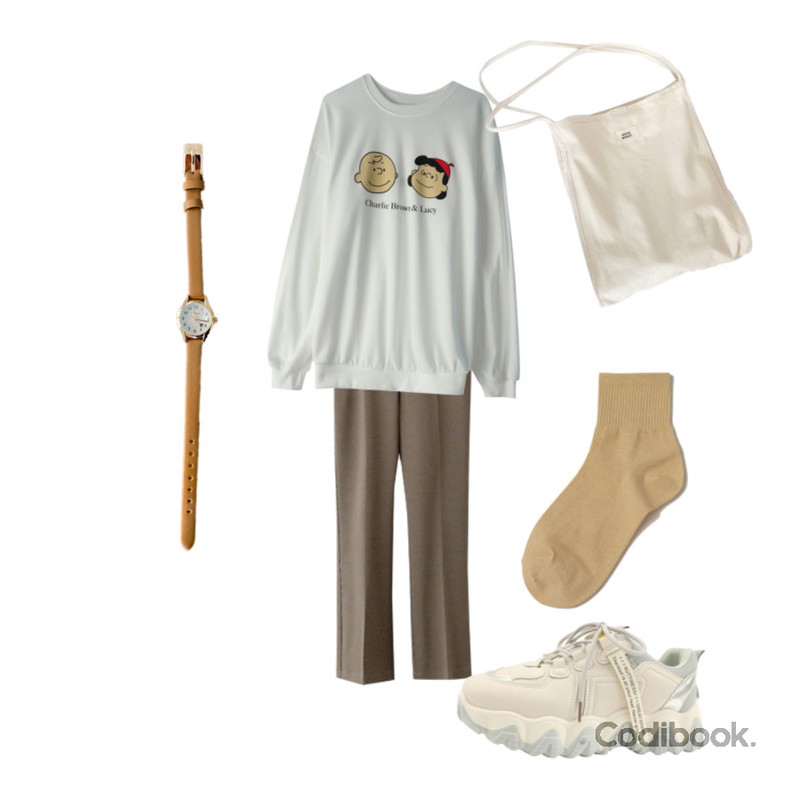 cherryville 어디든만능 에코백,From Beginning Golgi simple color socks_C (size : one),ENVYLOOK 센더부츠슬랙스등을 매치한 코디