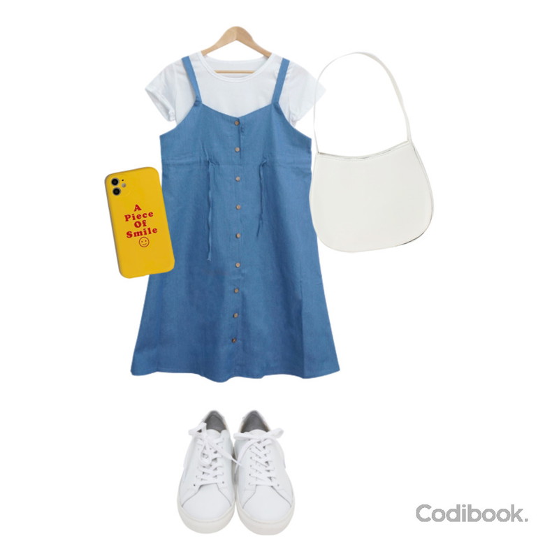 From Beginning Win real cowskin sneakers_H (size : 225,230,235,240,245,250),owler market 스마일 옐로우 젤리 무광 아이폰케이스,BULLANG GIRL 리본 단추 데님 원피스 세트등을 매치한 코디