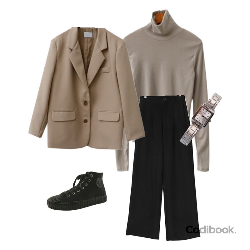 designershoes 양털 하이탑 캔버스 스니커즈 베이지,ENVYLOOK 핑거폴라티,ENVYLOOK 어바웃자켓등을 매치한 코디