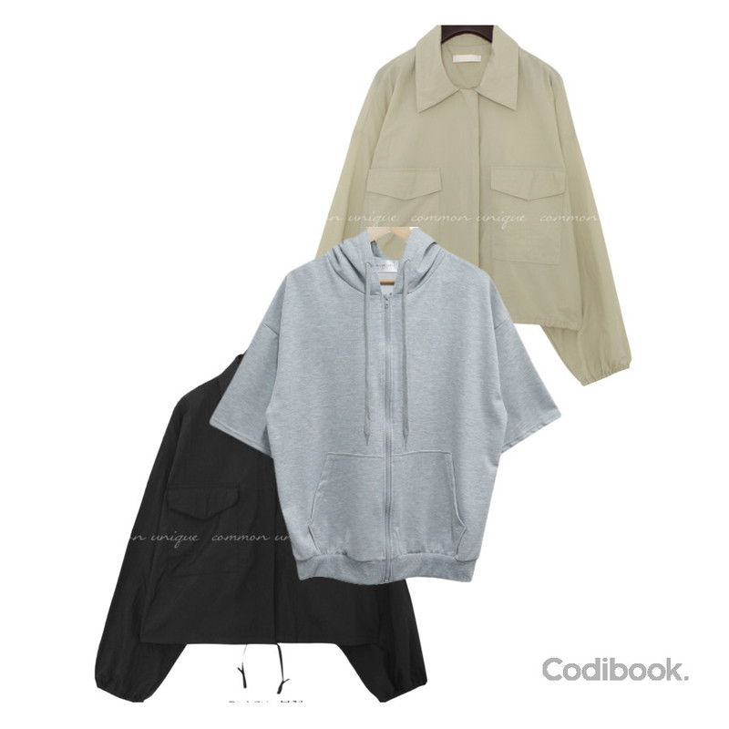 common unique DENMA NYLON POCKET STRING JUMPER,common unique DENMA NYLON POCKET STRING JUMPER,BULLANG GIRL 루즈핏 반팔 후드집업등을 매치한 코디