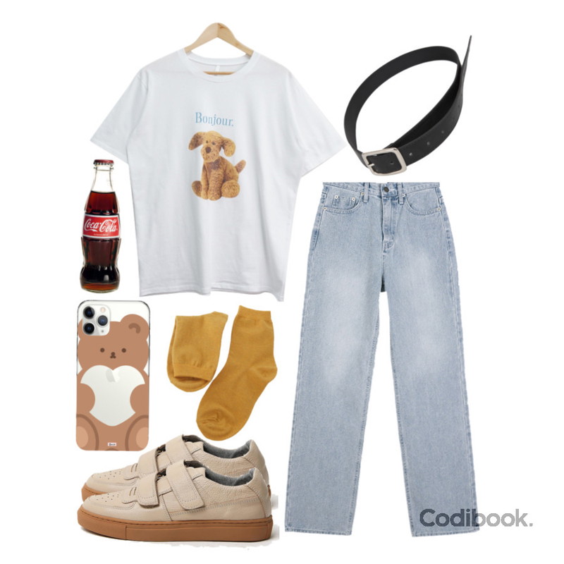 BULLANG GIRL 내허리의 필수템 벨트 20종,AFTERMONDAY basic color easy socks (10colors),LOVELY SHOES 디케츠 가죽 벨크로 스니커즈 3cm등을 매치한 코디