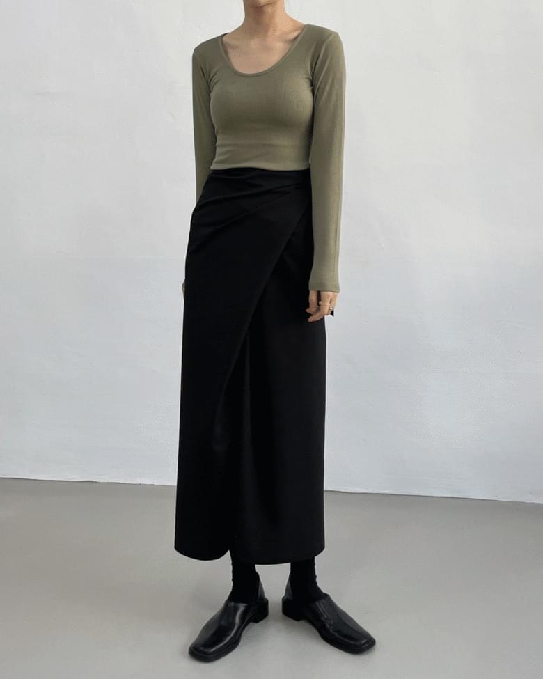 【INCHANT ME】Striped Twist Wrap Long Skirt Striped Twist Wrap Long Skirt (3C) - INCHANT ME