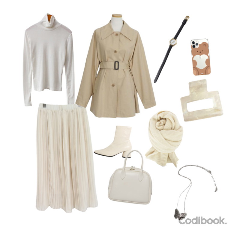 MIXXMIX 웨린 심플 머플러,AFTERMONDAY butterfly vintage necklace,lavenir once hair pin등을 매치한 코디