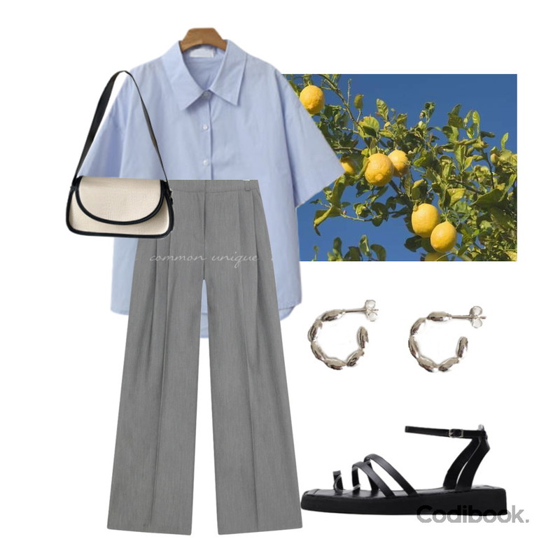 lavenir (silver925) rice earring,common unique MONTO SET-UP PINTUCK WIDE SLACKS,ENVYLOOK 와니배색호보백등을 매치한 코디