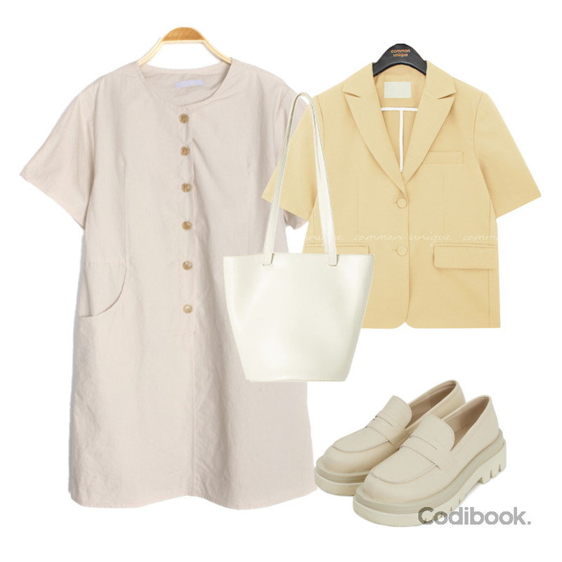 common unique MUTE WRAP BUTTON 1/2 JACKET,somedayif 크랩 클래식 플랫폼 로퍼,From Beginning 실린더 레더숄더백 (2color)등을 매치한 코디