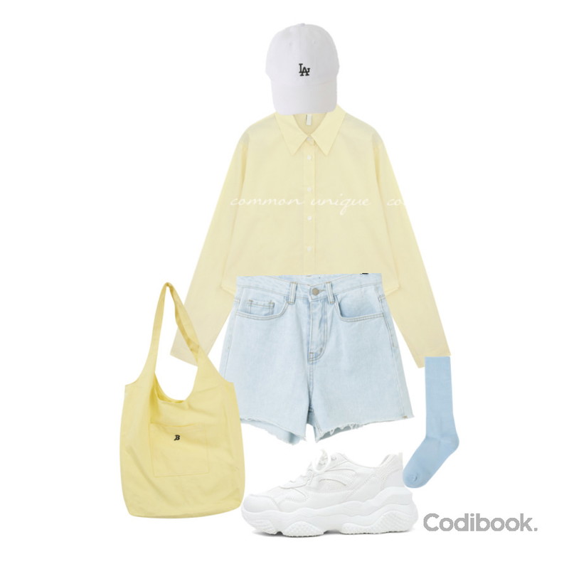 common unique BILLY BASIC CROP SHIRTS,somedayif 스프링 컬러 골지 삭스,From Beginning LA자수 레터링볼캡 (6color)등을 매치한 코디