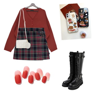 Cardigan/Vest,skirt,boots 코디