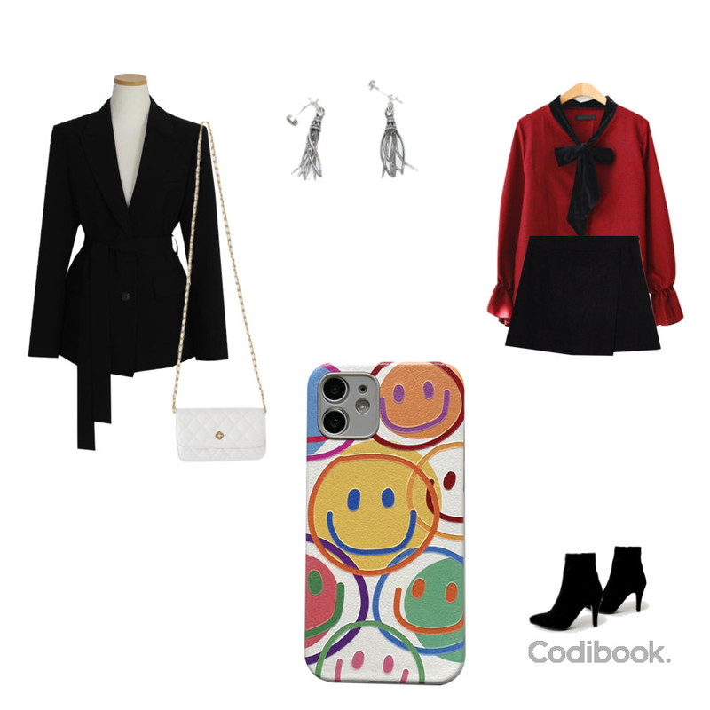 AFTERMONDAY vintage tassel earrings,LOVELY SHOES 시에드 삭스 앵클부츠 7,9cm,ENVYLOOK 제니퍼블라우스등을 매치한 코디